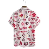 Cincinnati Reds Pinstripe Fun Hawaiian Shirt Back - TeeAloha