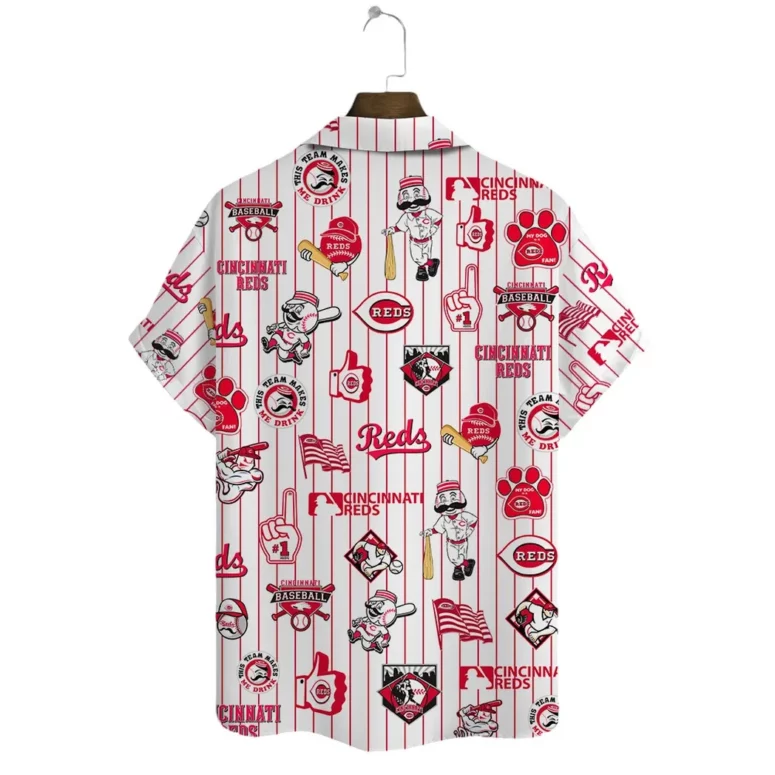 Cincinnati Reds Pinstripe Fun Hawaiian Shirt