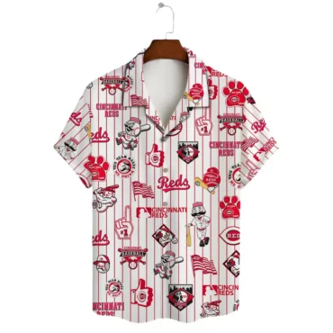 Cincinnati Reds Pinstripe Fun Hawaiian Shirt