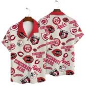 Cincinnati Reds Retro Logos Hawaiian Shirt - TeeAloha