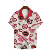 Cincinnati Reds Retro Logos Hawaiian Shirt Front - TeeAloha