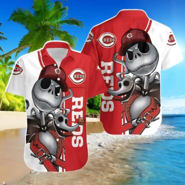 Cincinnati Reds Skeleton Slugger Hawaiian Shirt