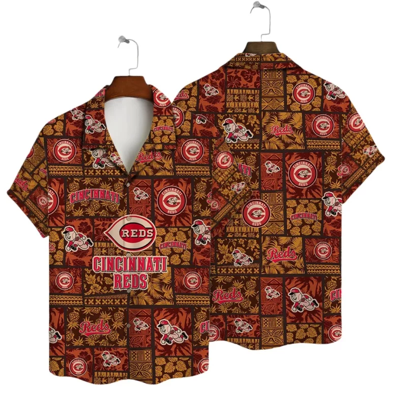 Cincinnati Reds Tribal Patchwork Hawaiian Shirt