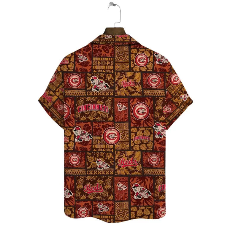 Cincinnati Reds Tribal Patchwork Hawaiian Shirt