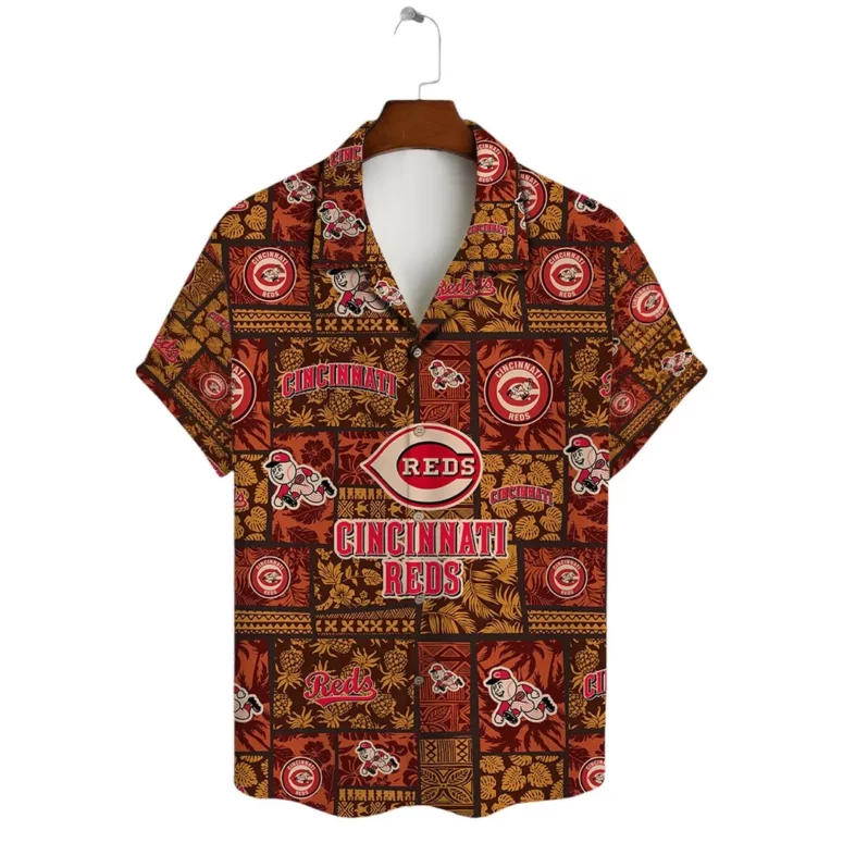 Cincinnati Reds Tribal Patchwork Hawaiian Shirt