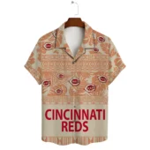 Cincinnati Reds Tribal Sunset Hawaiian Shirt Front - TeeAloha