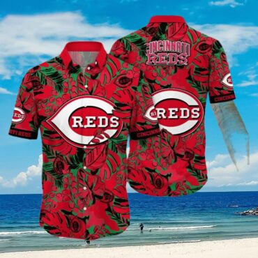 Cincinnati Reds Tropical Foliage Hawaiian Shirt