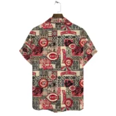 Cincinnati Reds Vintage Patchwork Hawaiian Shirt Back - TeeAloha