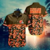 Cleveland Browns Floral Blitz Hawaiian Shirt