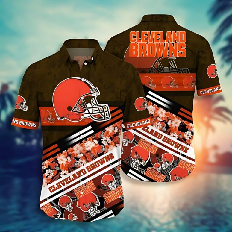 Cleveland Browns Floral Stripes Hawaiian Shirt