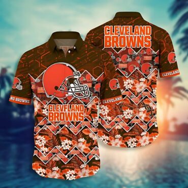 Cleveland Browns Geometric Floral Hawaiian Shirt