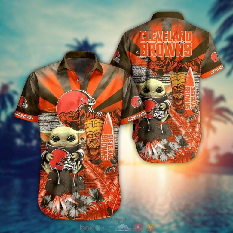 Cleveland Browns Island Baby Yoda Aloha Shirt