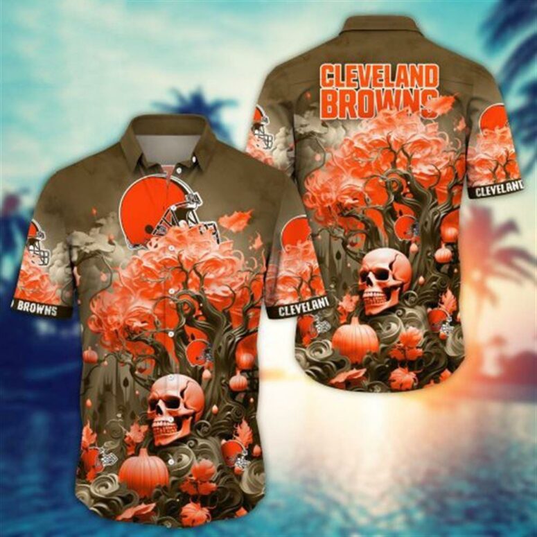 Cleveland Browns Skull Roots Hawaiian Shirt