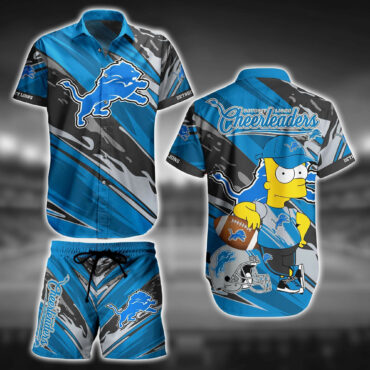 Detroit Lions Bart's Game Day Hawaiian Shirt Set