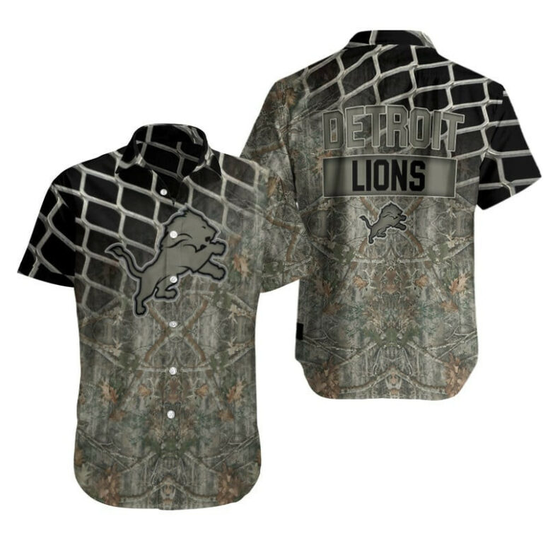 Detroit Lions Camo Mesh Hawaiian Shirt