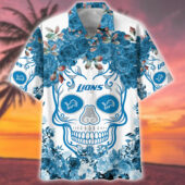 Detroit Lions Day Of The Dead Floral Hawaiian Shirt Front - TeeAloha