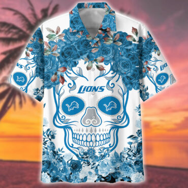 Detroit Lions Day of the Dead Floral Hawaiian Shirt