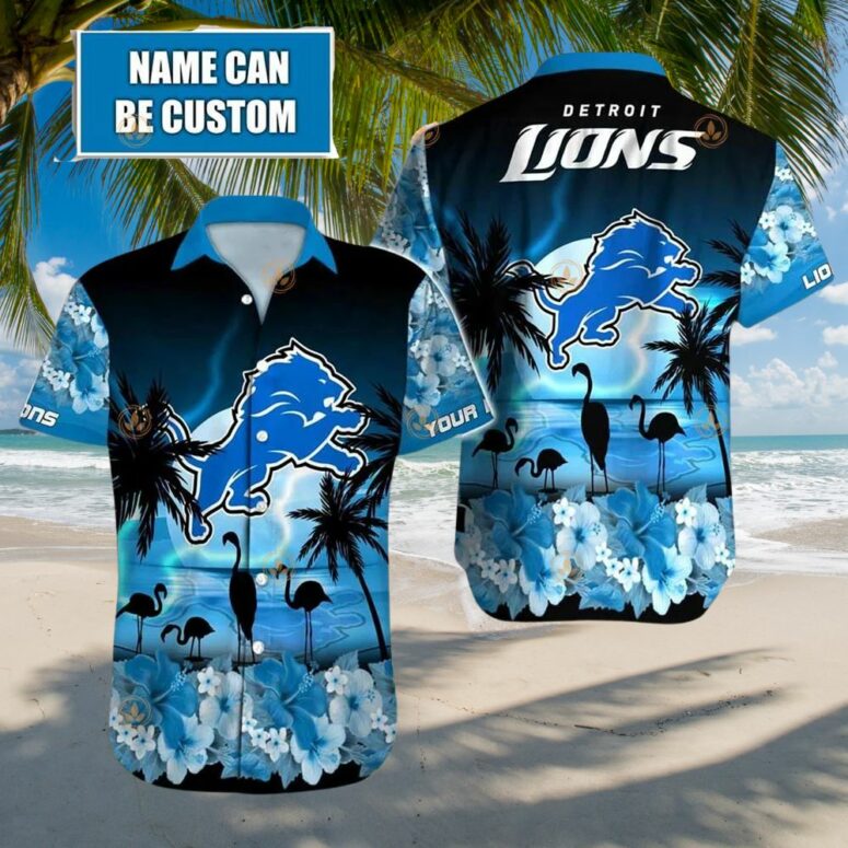 Detroit Lions Flamingo Paradise Custom Hawaiian Shirt