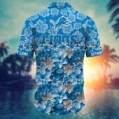 Detroit Lions Floral Blitz Hawaiian Shirt Back - TeeAloha