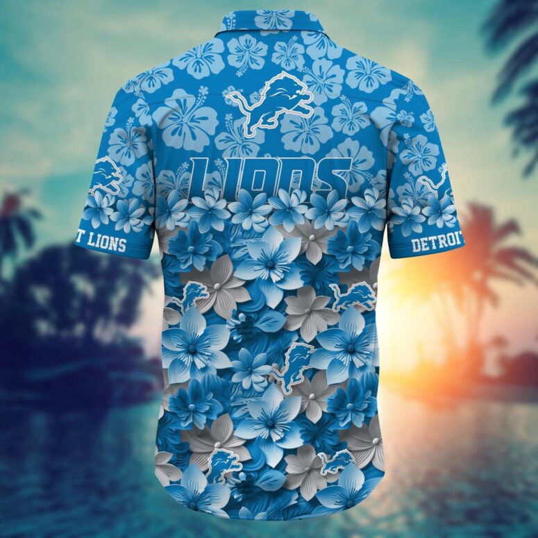 Detroit Lions Floral Blitz Hawaiian Shirt