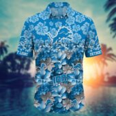 Detroit Lions Floral Blitz Hawaiian Shirt Front - TeeAloha