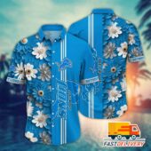 Detroit Lions Floral Burst Hawaiian Shirt