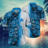 Detroit Lions Floral Divide Hawaiian Shirt - TeeAloha