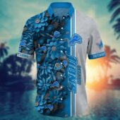 Detroit Lions Floral Divide Hawaiian Shirt Front - TeeAloha