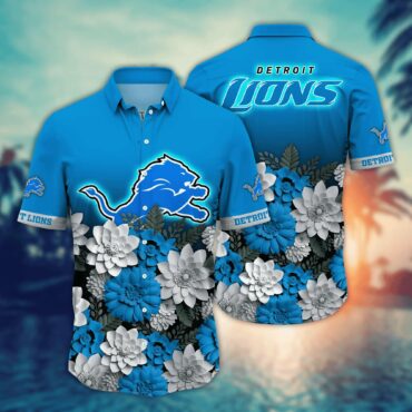 Detroit Lions Floral Fade Hawaiian Shirt