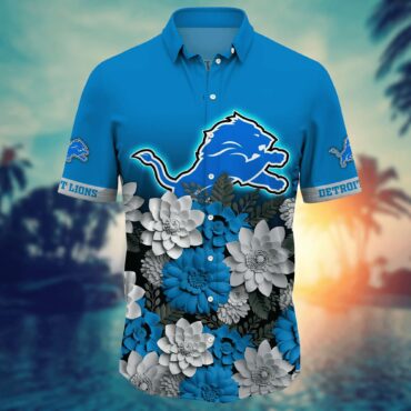 Detroit Lions Floral Fade Hawaiian Shirt