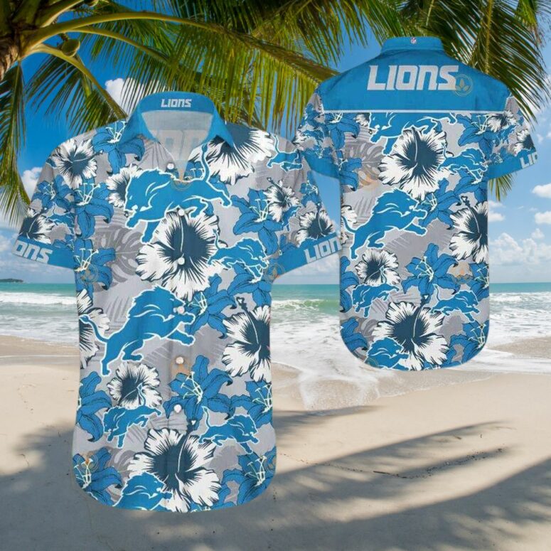 Detroit Lions Floral Stampede Hawaiian Shirt