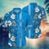 Detroit Lions Floral Stripes Hawaiian Shirt - TeeAloha