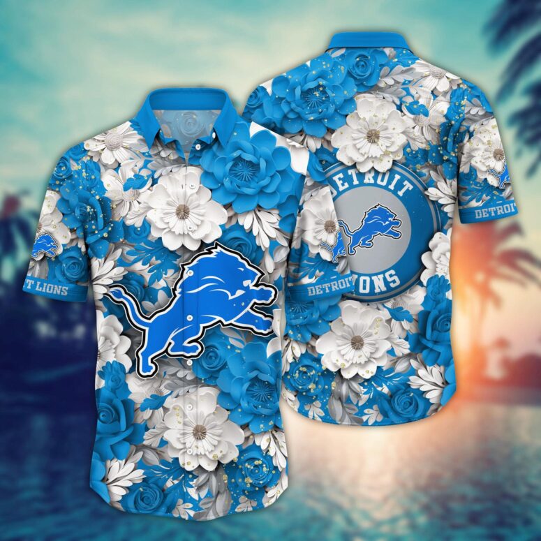 Detroit Lions Floral Victory Hawaiian Shirt