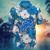 Detroit Lions Floral Victory Hawaiian Shirt Front - TeeAloha