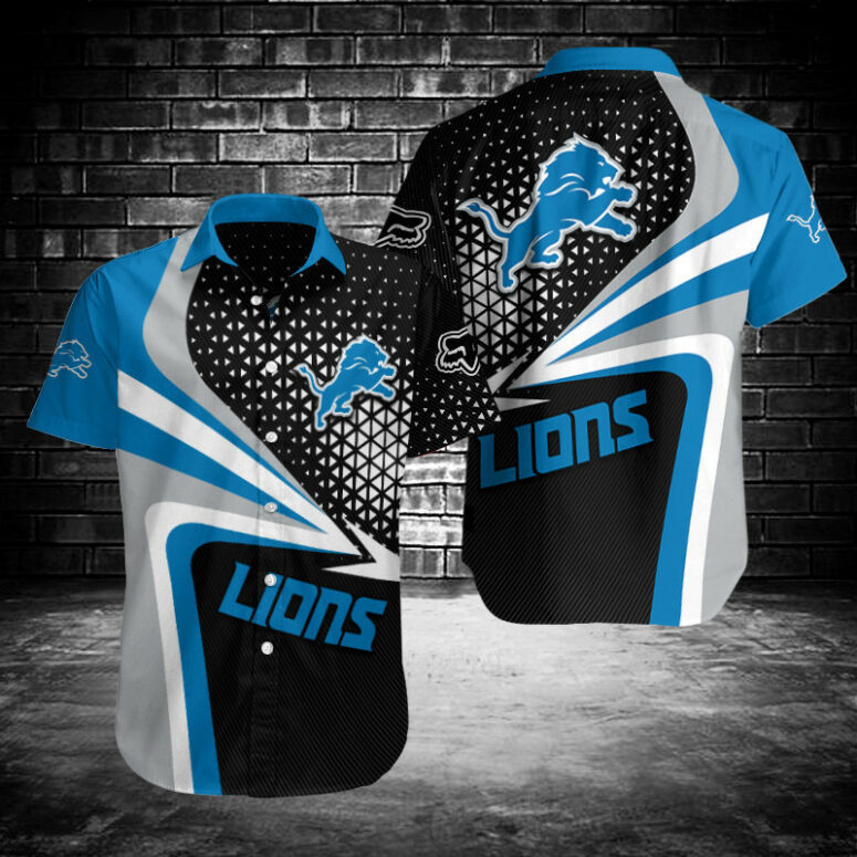 Detroit Lions Geometric Burst Hawaiian Shirt