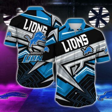 Detroit Lions Geometric Power Hawaiian Shirt