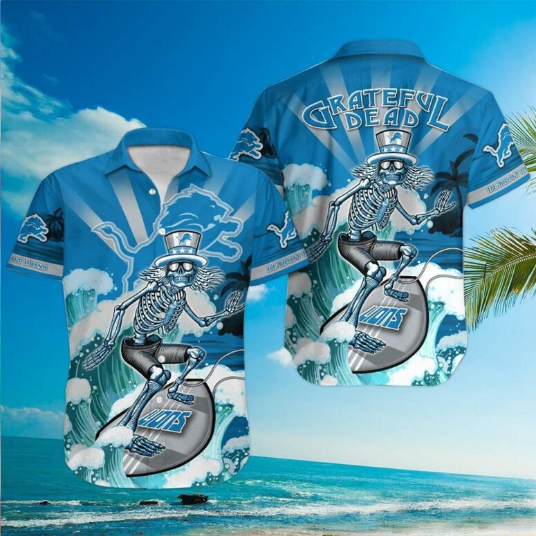 Detroit Lions Grateful Dead Surfer Hawaiian Shirt