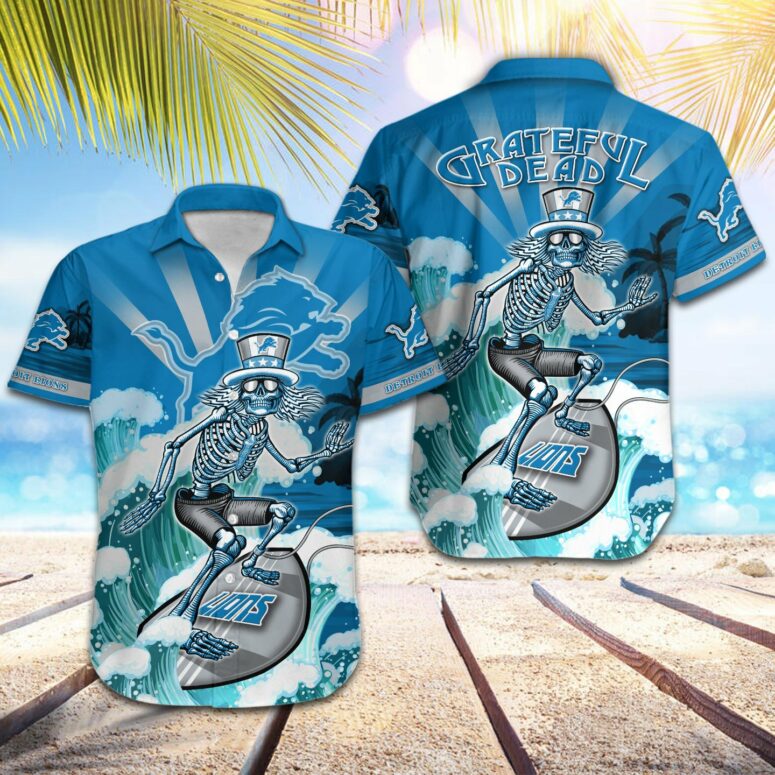 Detroit Lions Grateful Surfer Hawaiian Shirt