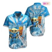 Detroit Lions Grogu Island Adventure Hawaiian Shirt