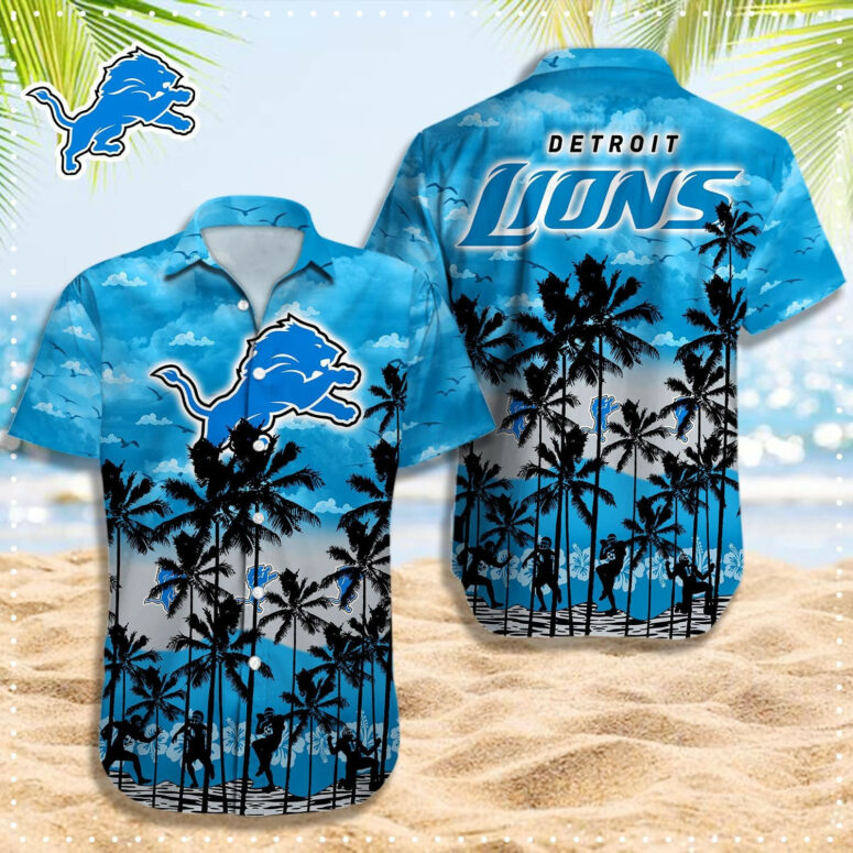 Detroit Lions Island Palms Hawaiian Shirt