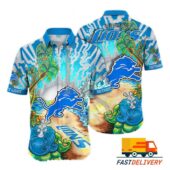 Detroit Lions Ocean Wave Hawaiian Shirt