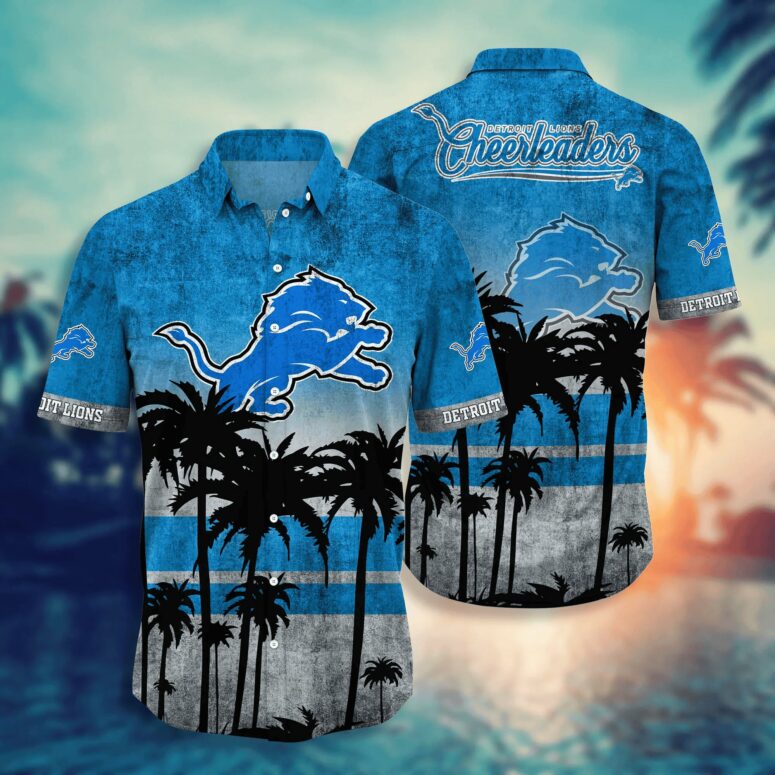 Detroit Lions Palm Horizon Hawaiian Shirt