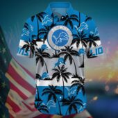 Detroit Lions Palm Island Pride Hawaiian Shirt Front - TeeAloha