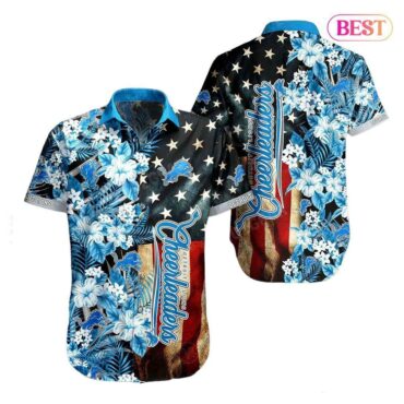 Detroit Lions Stars & Floral Pride Hawaiian Shirt