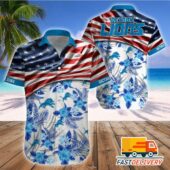 Detroit Lions Stars & Stripes Floral Hawaiian Shirt