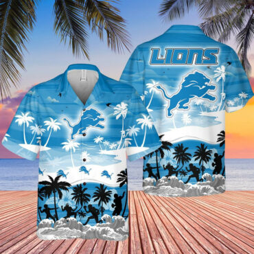 Detroit Lions Sunset Shores Hawaiian Shirt