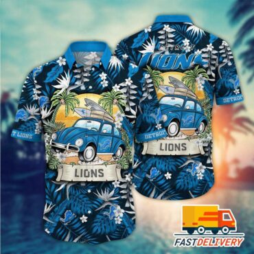 Detroit Lions Surf Wagon Hawaiian Shirt