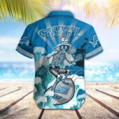 Detroit Lions Surfing Dead Hawaiian Shirt Back - TeeAloha