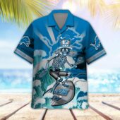 Detroit Lions Surfing Dead Hawaiian Shirt Front - TeeAloha