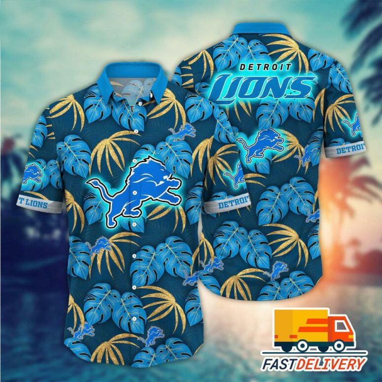 Detroit Lions Tropical Palm Hawaiian Shirt